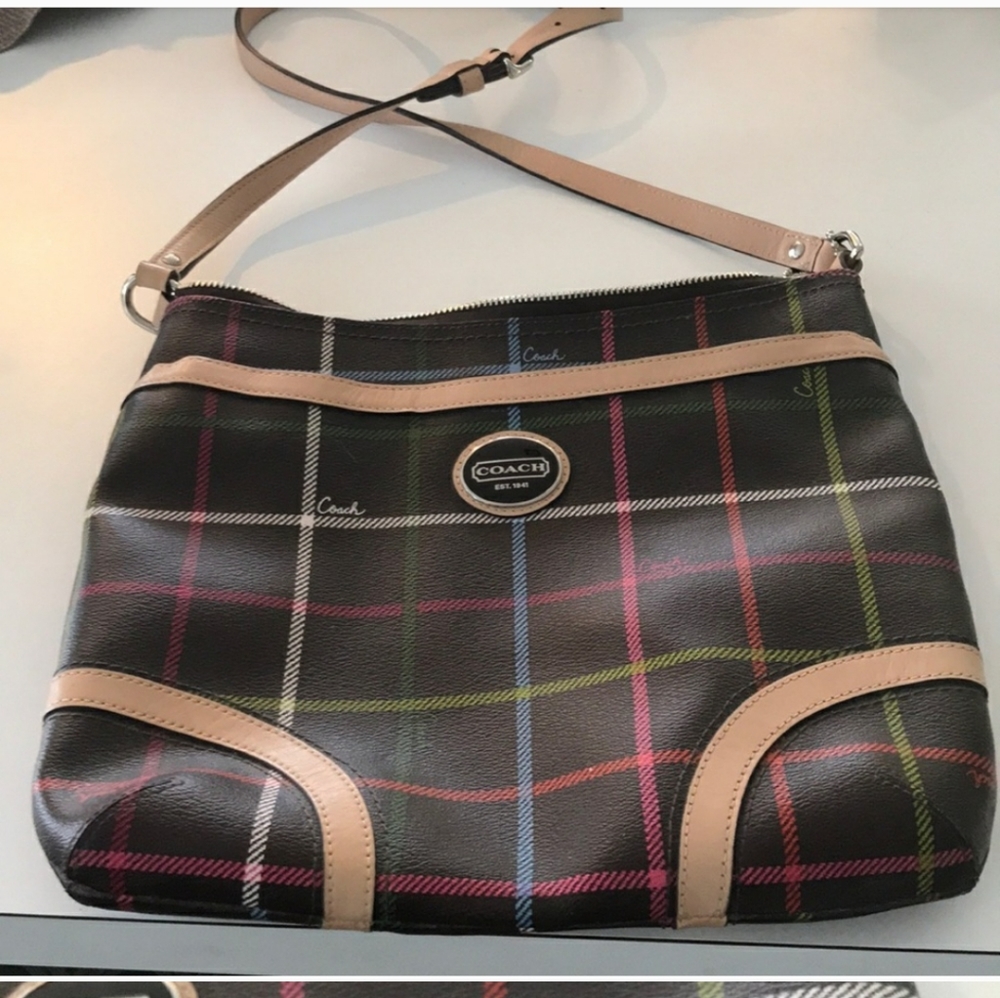 Coach Peyton Brown Crossbody Purse Tattersall